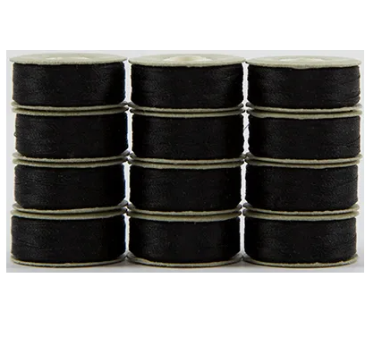 Superior Threads SuperBOBs Bottom Line Prewound "L" 118 Yd #625 Black -12 pack