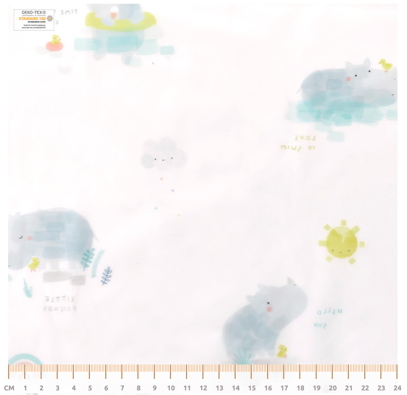 Translucent / Rainy - Swimming Rhinos - Clear PUL