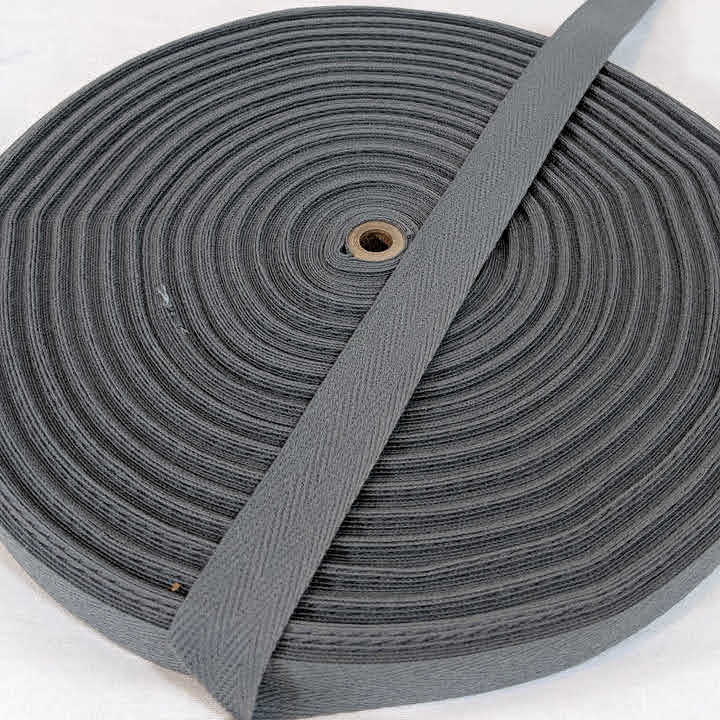 13mm Herringbone Twill Tape 100% Cotton - Grey
