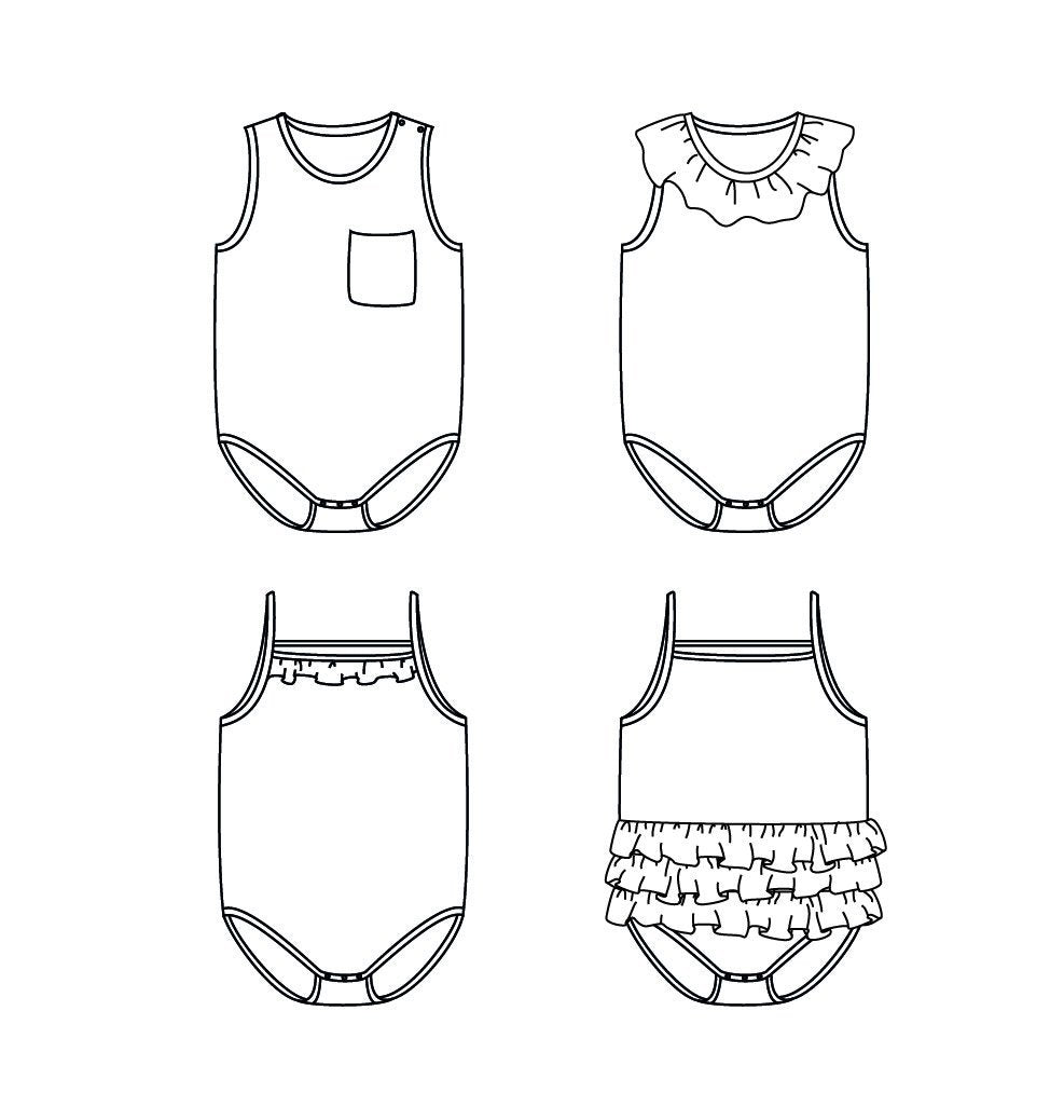 Ikatee - MALAGA Bodysuit - Baby 1M/4Y - Paper Sewing Pattern