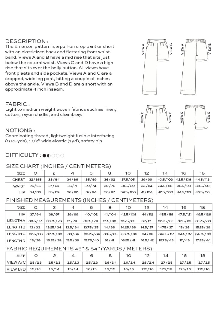 Emerson Pants and Shorts - By True Bias Patterns