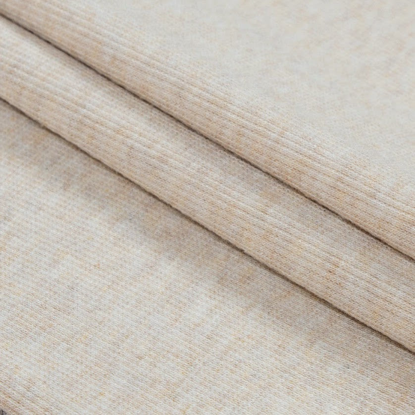 8" Remnant - Bamboo Cotton Rib 2x2 - Heathered Almond - Natural Ribbed Knit