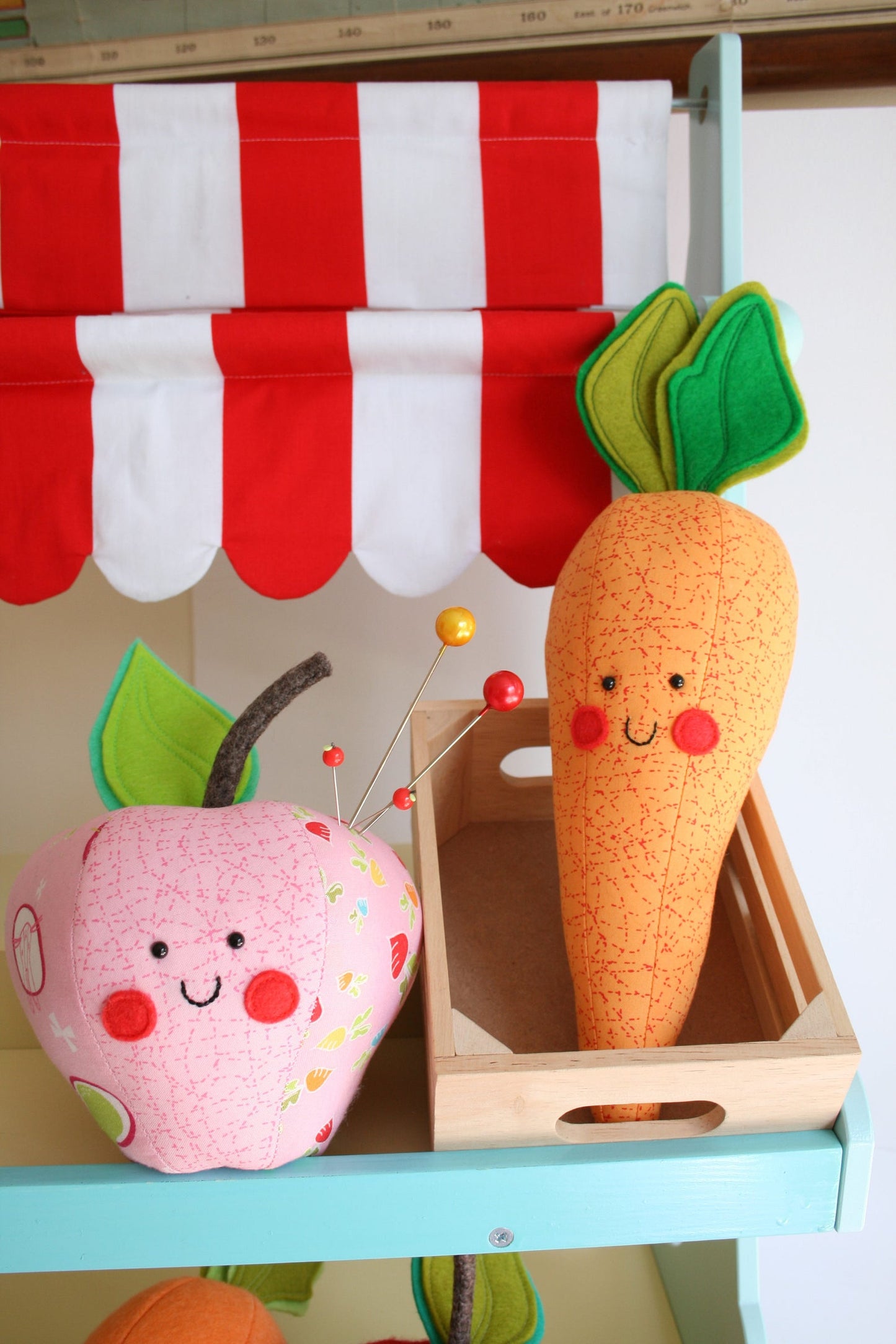 Ric Rac - Carrot and Apple - Soft Toy or Pin Cushion