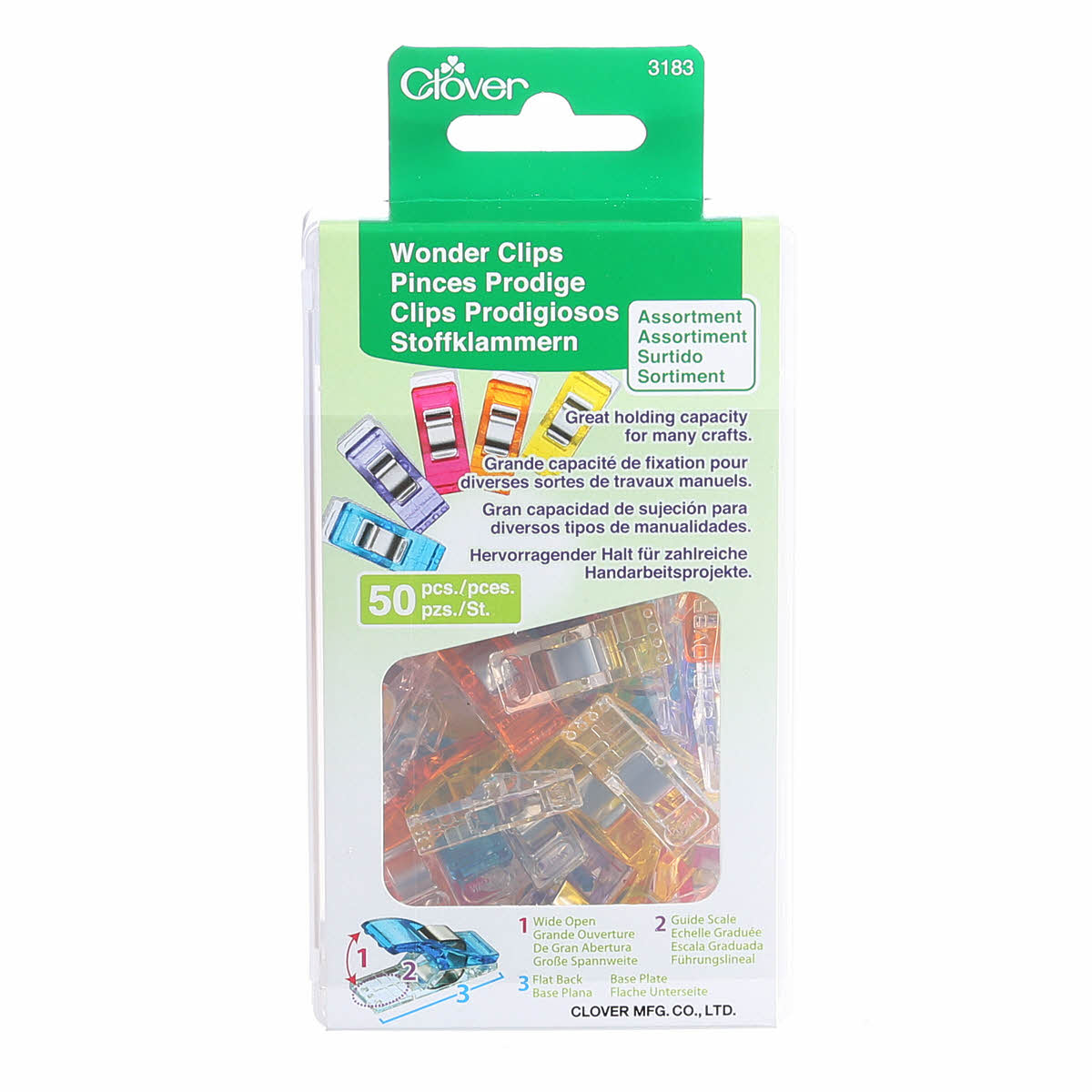 CLOVER - Wonder Clips - Assorted Colours - 50 Count 50Pcs