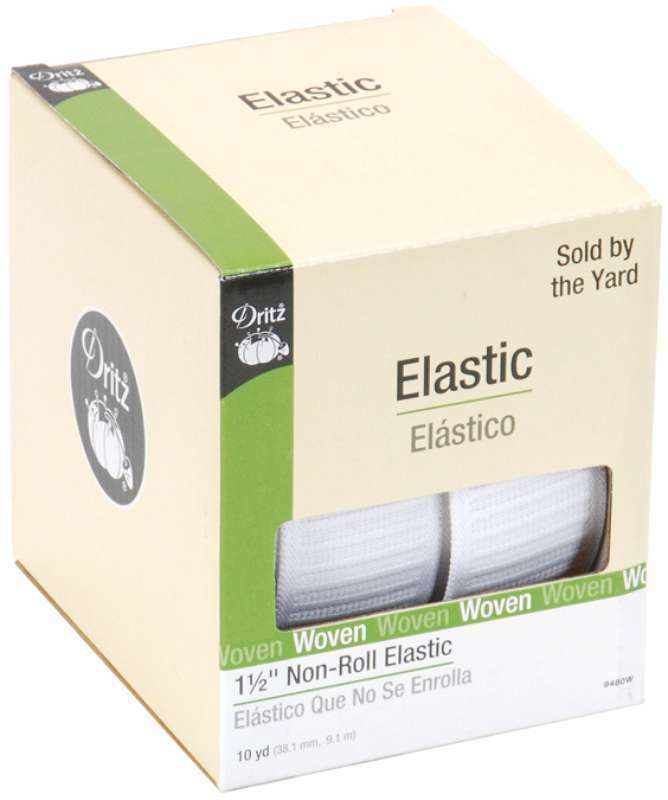 1.25" (32mm) Non-Roll Woven Elastic - White