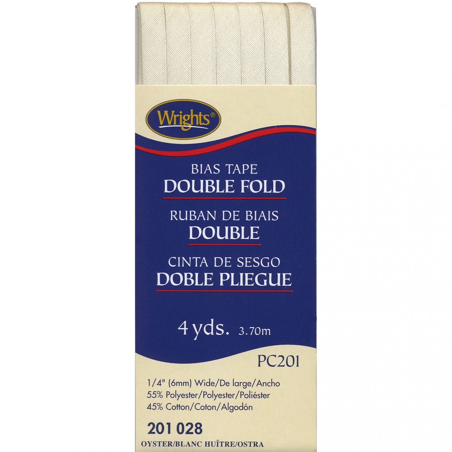 Wrights Bias Tape Double Fold 6mm x 3.7M Oyster #028