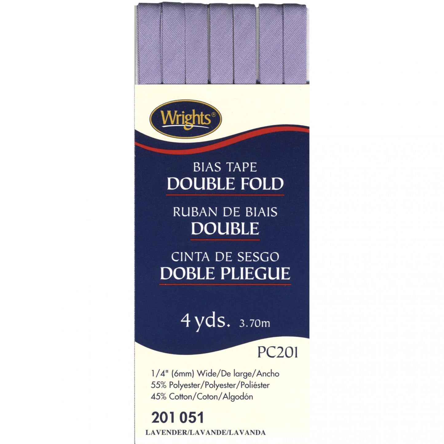 Wrights Bias Tape Double Fold 6mm x 3.7M Lavender #051
