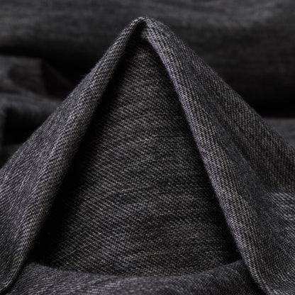 Virgin Wool & Cotton Twill Jersey - Heathered Charcoal - Italy Designer Deadstock