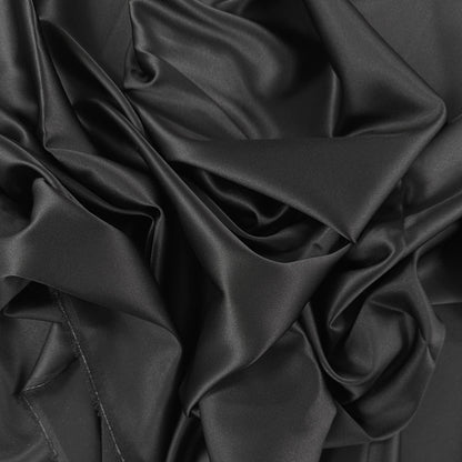 Stretch Mulberry Silk Charmeuse - Black - 19mm