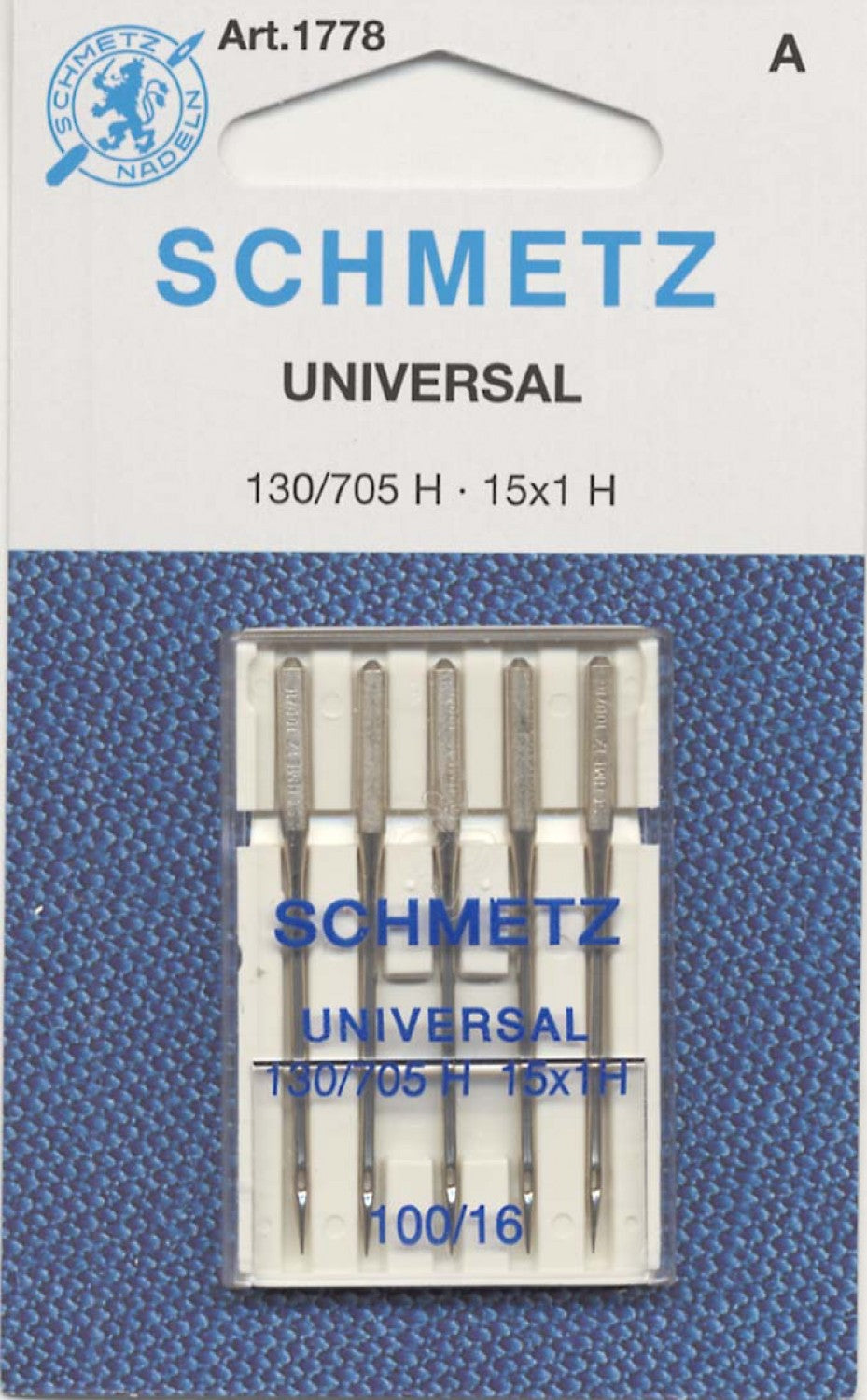 SCHMETZ #1778 Universal Needles Carded - 100/16 - 5 count