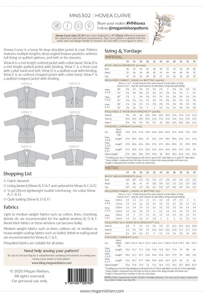 Hovea Jacket & Coat Pattern - Size 14 - 34