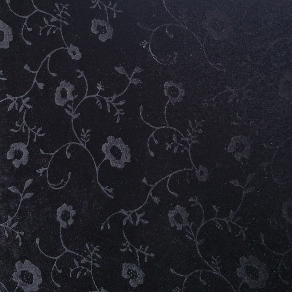 Floral Stretch Polyester Velvet - Black Floral - Film Studio Deadstock