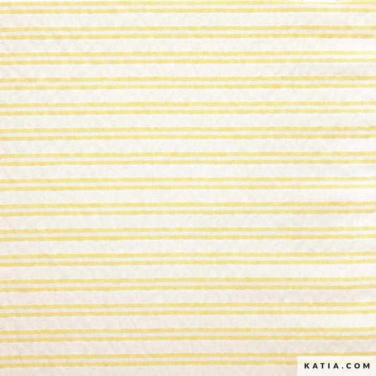 Nautic Double Stripes Cotton Yellow & Ecru - Crinkle Cotton