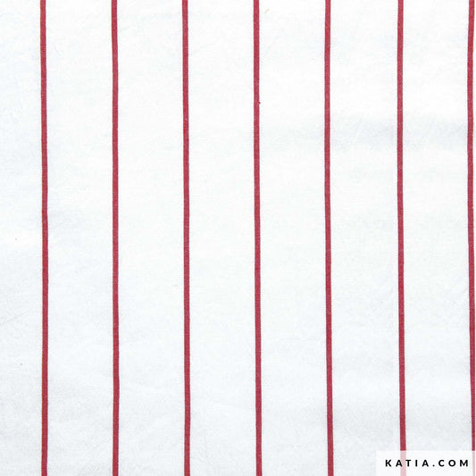Nautic Stripes - Red & Ecru - Woven Cotton