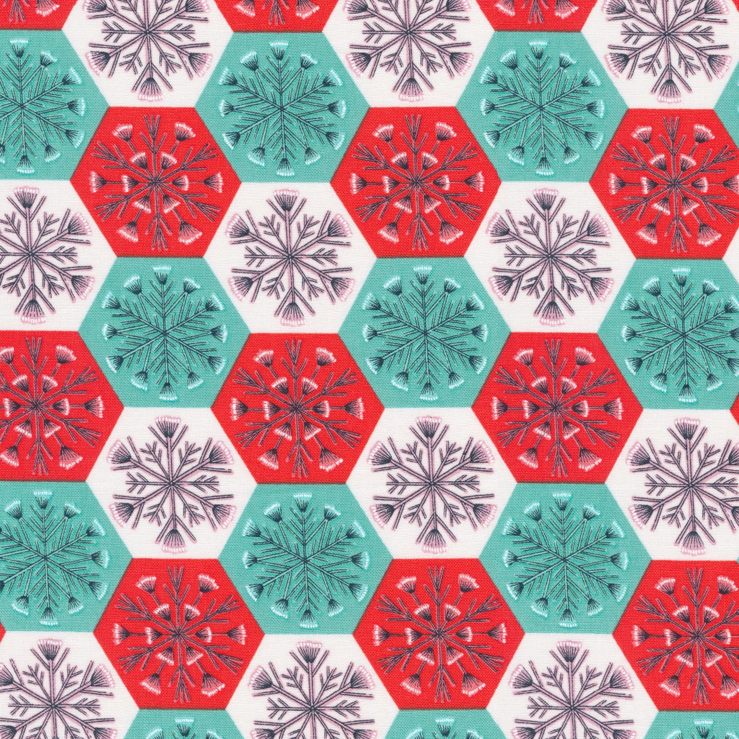 Patchwork Snowflakes - Organic Quilting Cotton Fabric - GOTS