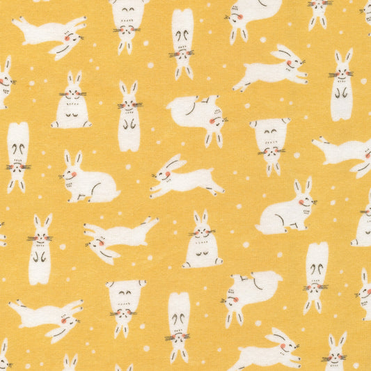 Snowhares - Winter Forest - Gold - Organic Cotton Flannel