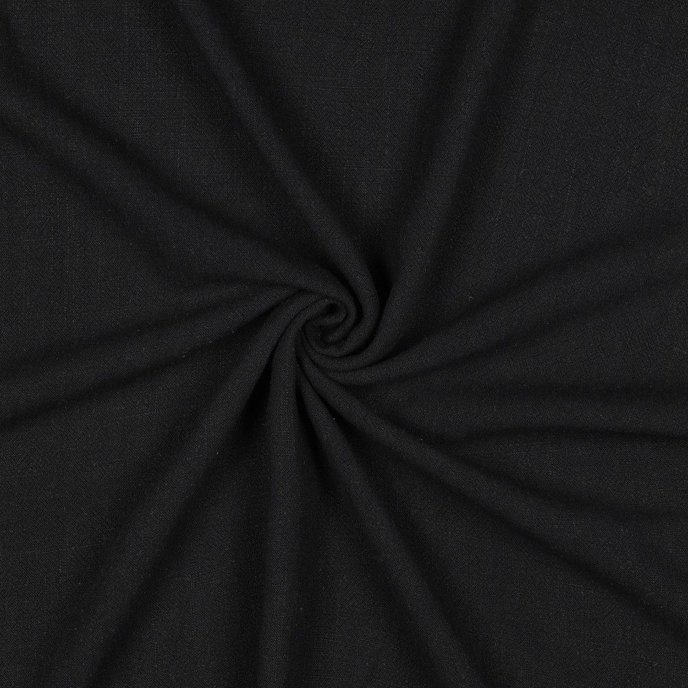 Linen Viscose Blend Stretch Woven - Black