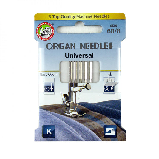 ORGAN Brand Needles Universal Size 60/8 - 5 count
