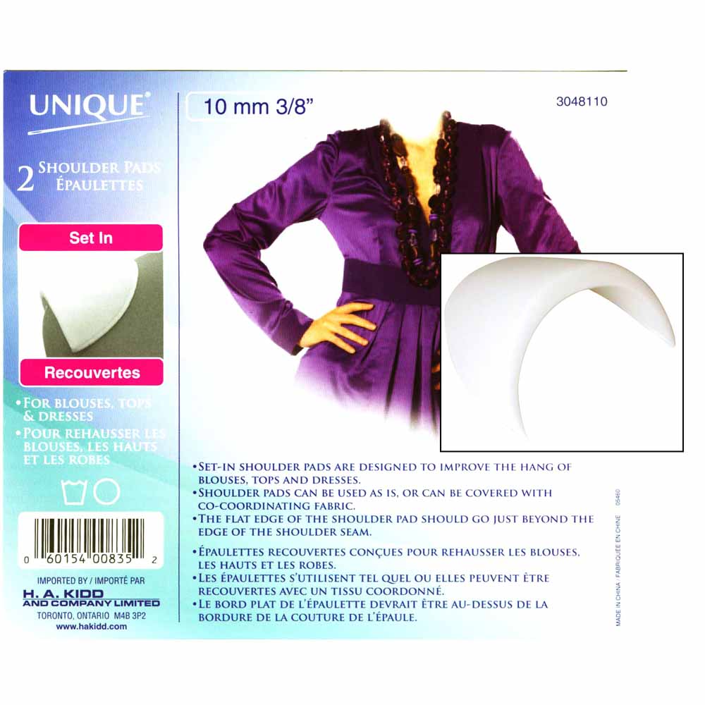 UNIQUE SEWING Shoulder Pads Small White - 10mm (3⁄8″) - 2pcs