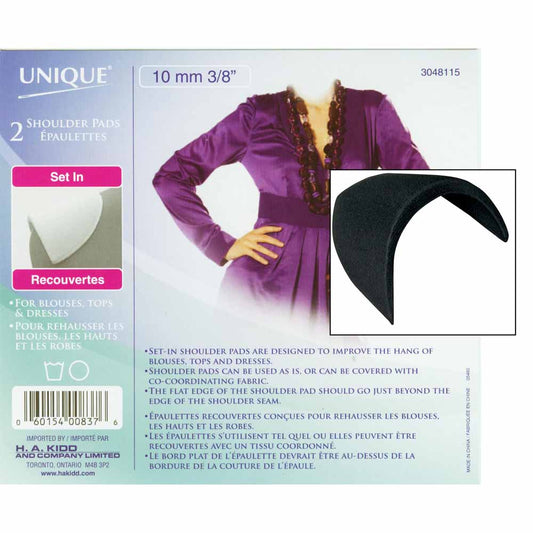 UNIQUE SEWING Shoulder Pads Small Black - 10mm (3⁄8″) - 2pcs