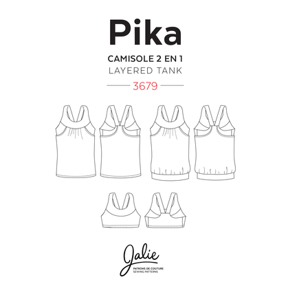 Jalie - 3679 - PIKA Sports Bra and Layered Blouson Tank