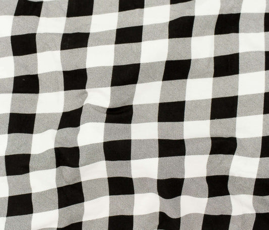 Bamboo Jersey - Off White & Black Plaid - Small Check