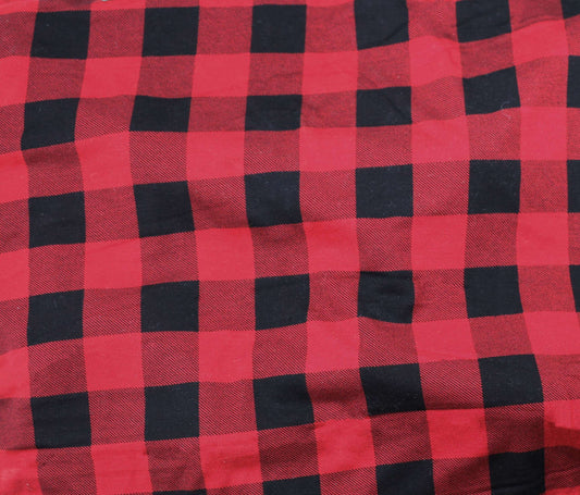 Bamboo Jersey - Red & Black Plaid - Small Check