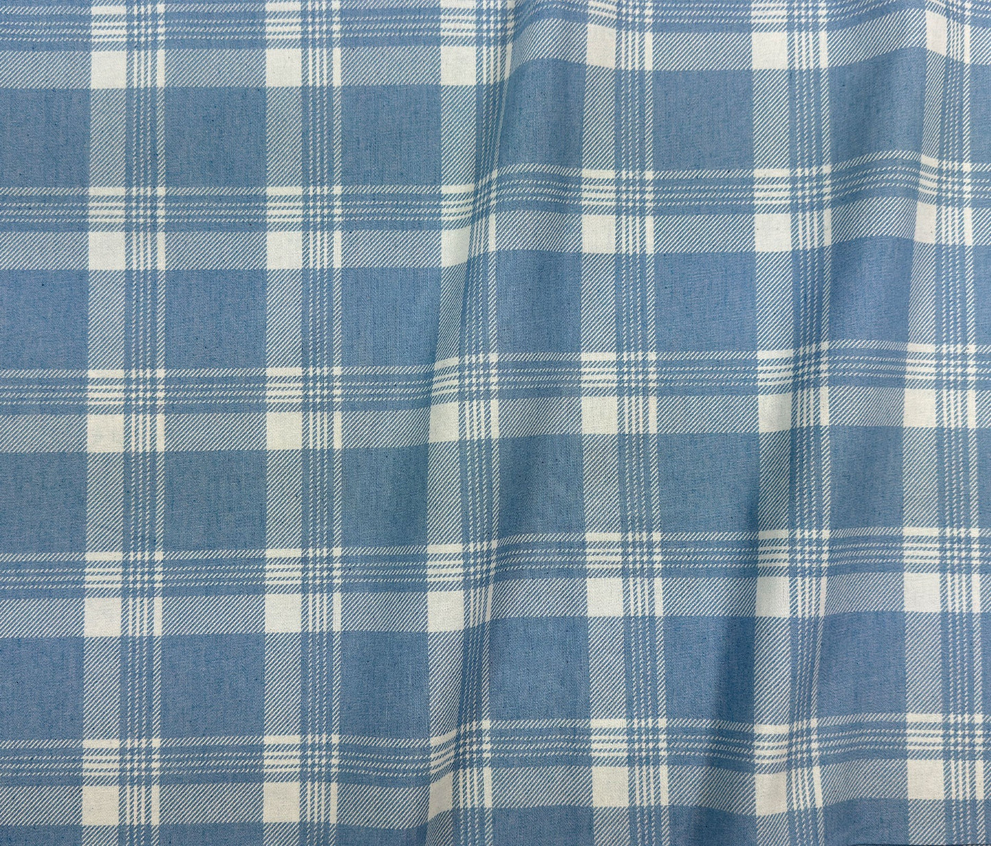 Cotton Denim - Light Blue Plaid - 4oz