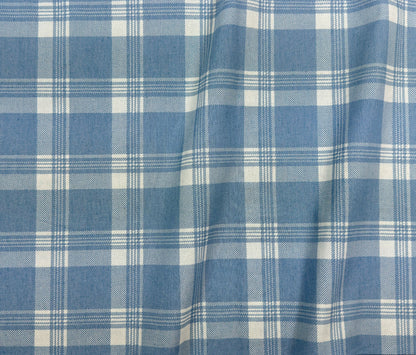 Cotton Denim - Light Blue Plaid - 4oz