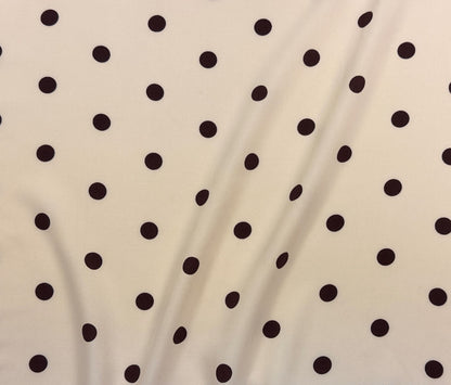Rayon Poplin - Ivory & Brown Polka Dot