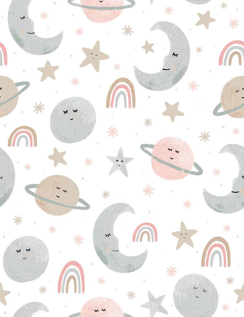 Love You To The Moon - Blush - Cotton FLANNEL Fabric