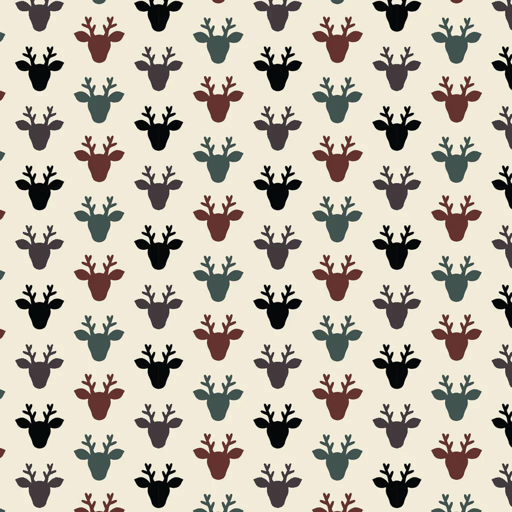 Hudson Deer - Cream - Cotton FLANNEL Fabric