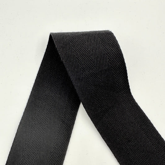 38mm (1.5") Herringbone Twill Tape 100% Cotton - Black