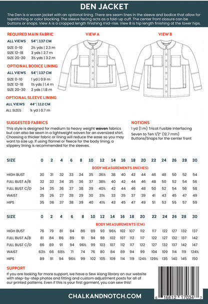 Den Jacket Pattern - By Chalk and Notch