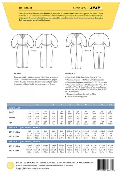 Jo Dress & Jumpsuit - By Closet Core Patterns