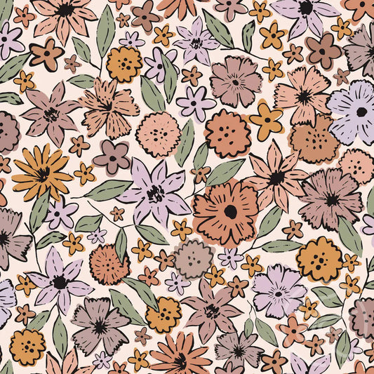 18" Remnant - Bohemian Vintage Floral - Eva Catharina Deweerdt   - Cotton Jersey Knit