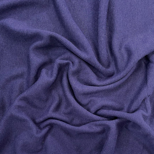 17" Remnant - Bamboo Cotton Rib 2x2 - Dark Purple - Ribbed Knit