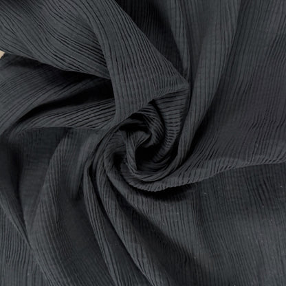 Cotton/Viscose Plisse Crepe - Black - Film Studio Deadstock