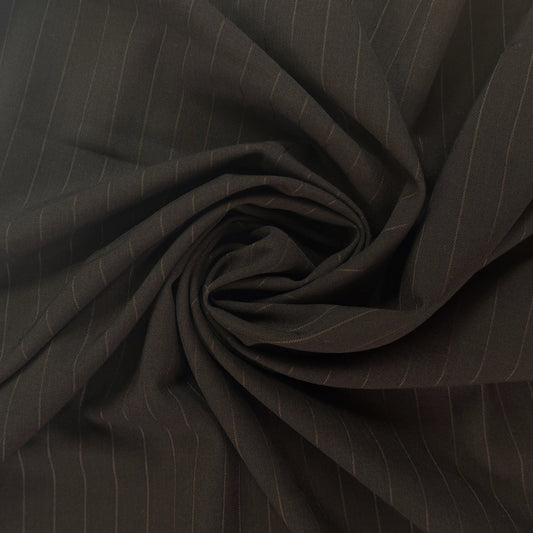 Wool / Rayon Pinstripe Suiting - Walnut Brown - Film Studio Deadstock