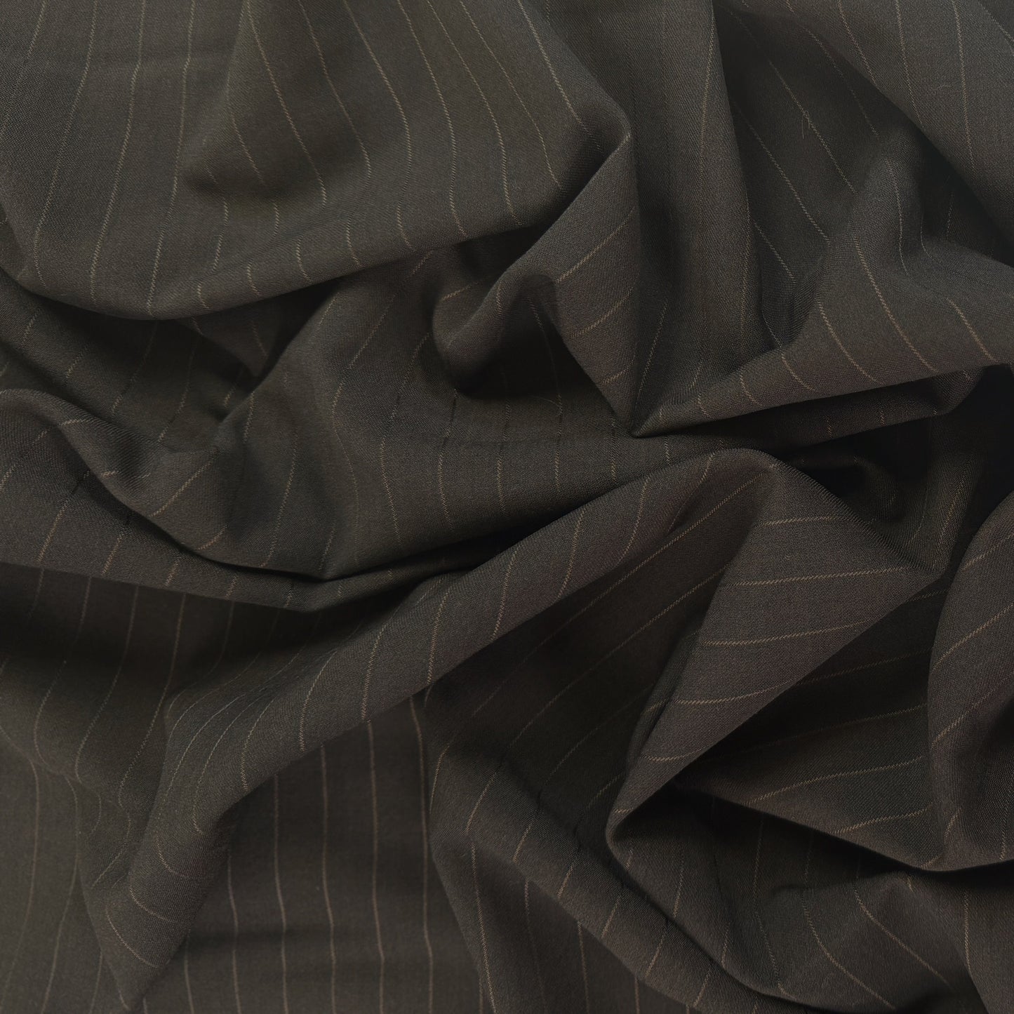 Wool / Rayon Pinstripe Suiting - Walnut Brown - Film Studio Deadstock