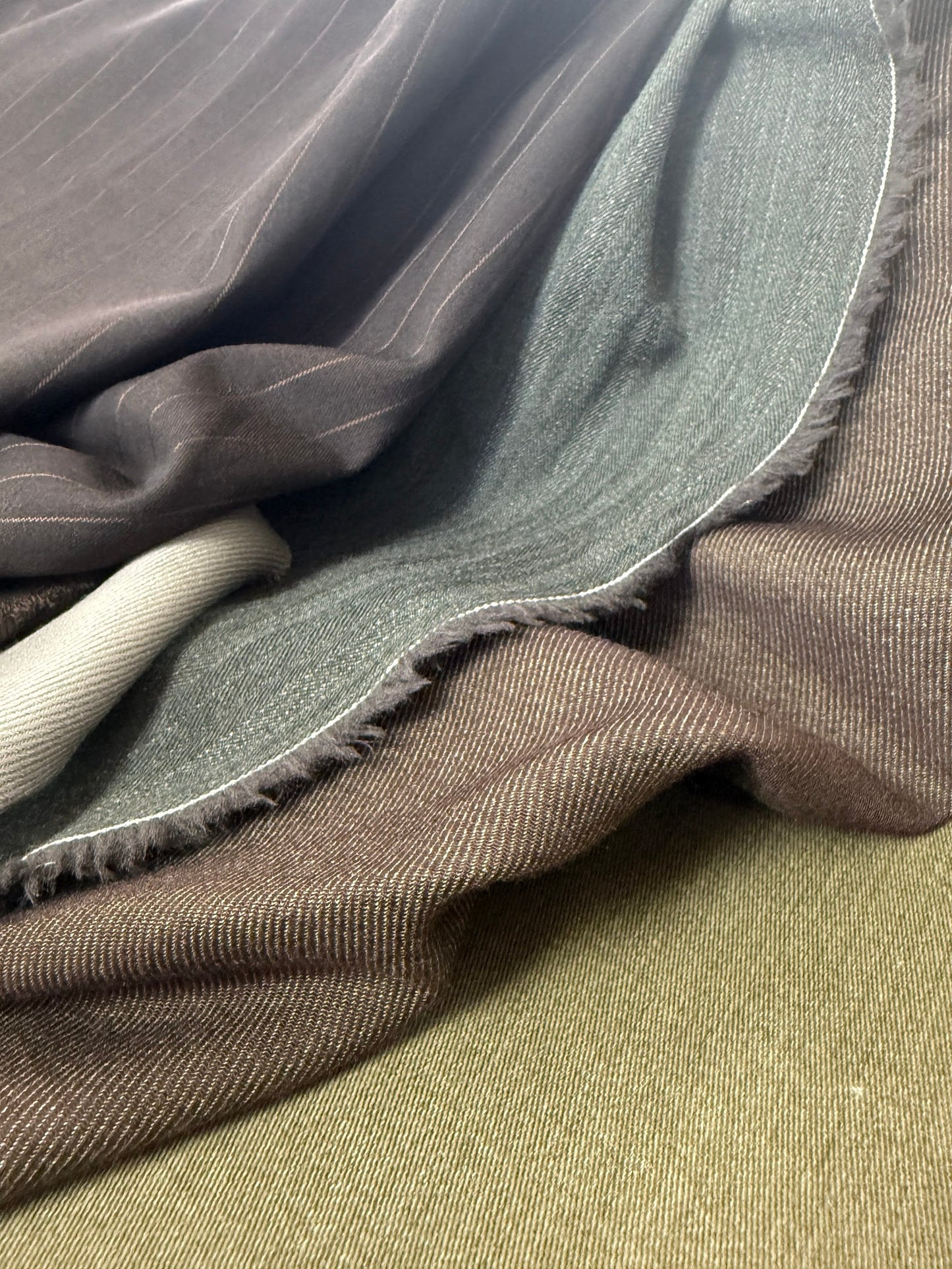 Wool Herringbone Twill - Smokey Olive - Film Studio Deadstock