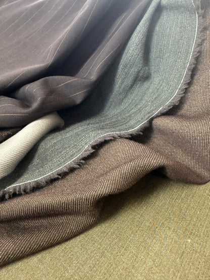 Wool Herringbone Twill - Smokey Olive - Film Studio Deadstock