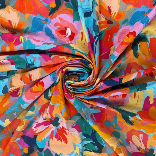 Abstract Floral Digitally Printed Cotton Jersey Knit