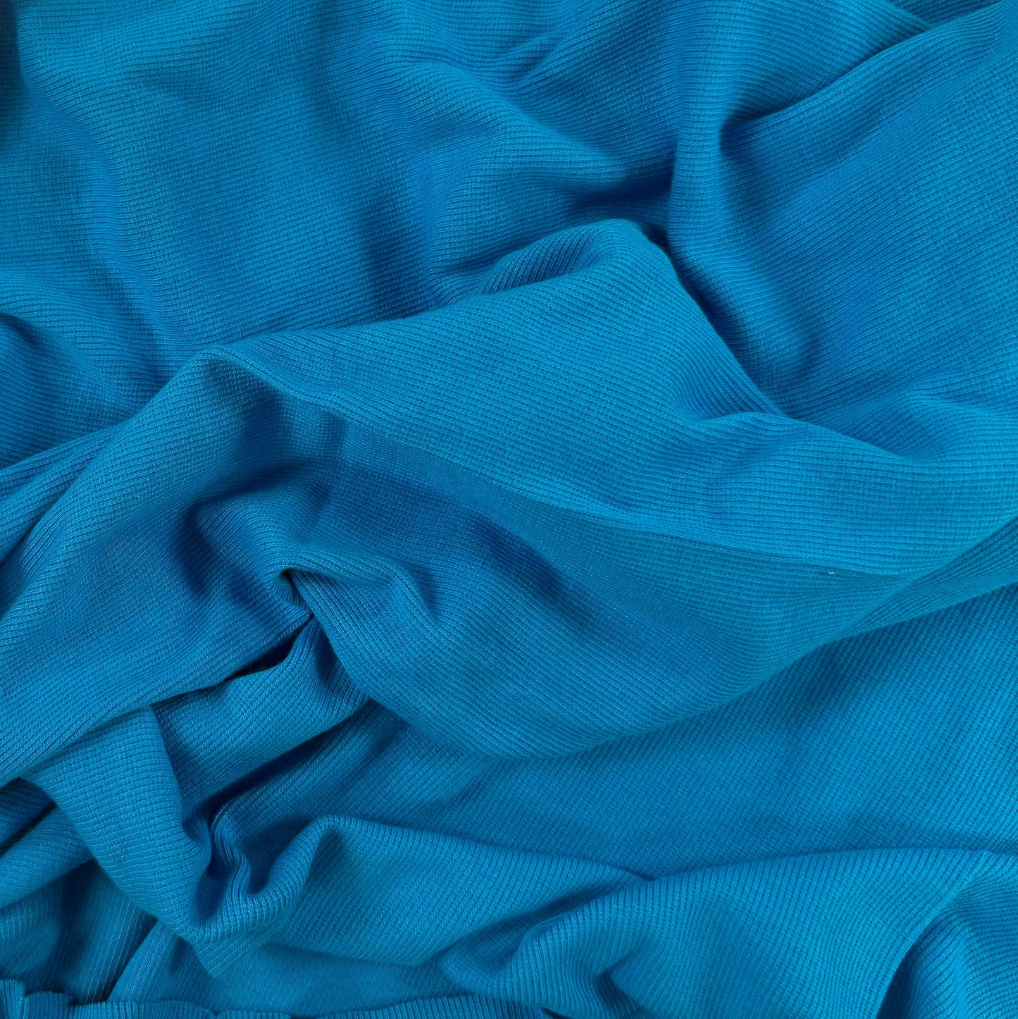 Bamboo Cotton 2×2 Rib - Turquoise Blue