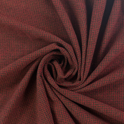 Wool Houndstooth Coating - Red & Muted Green - Film Studio Deadstock