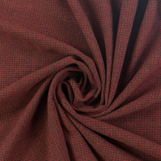 Wool Houndstooth Coating - Red & Muted Green - Film Studio Deadstock