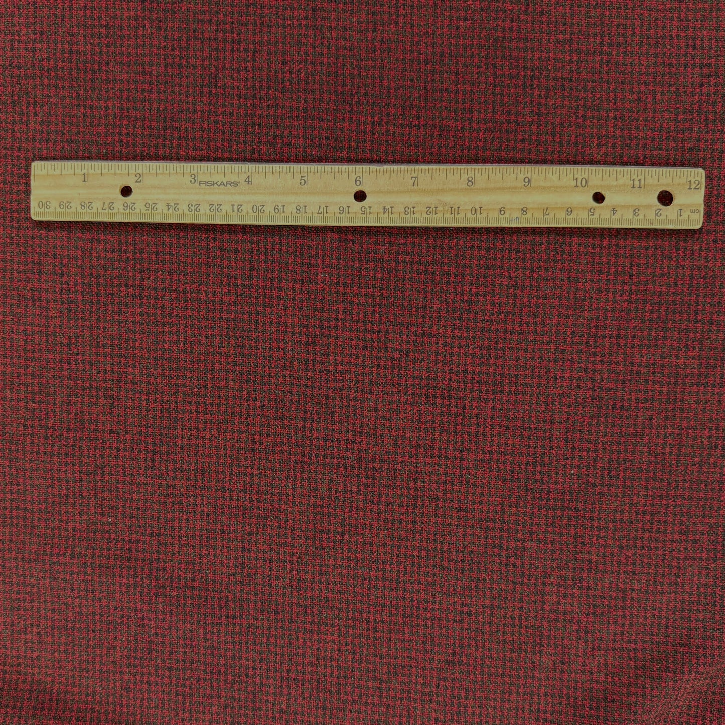 Wool Houndstooth Coating - Red & Muted Green - Film Studio Deadstock