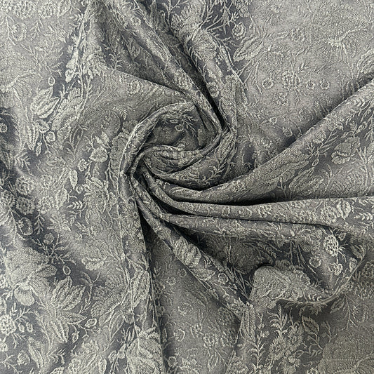 Heavy Cotton Floral Jacquard - Dark Gray