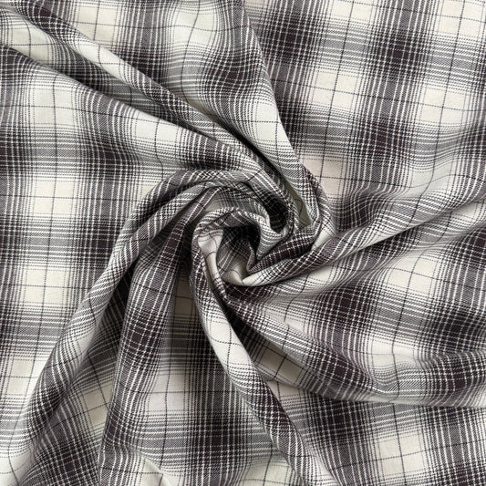 Yarn Dyed Plaid Cotton Flannel - Black & White - Film Studio Deadstock