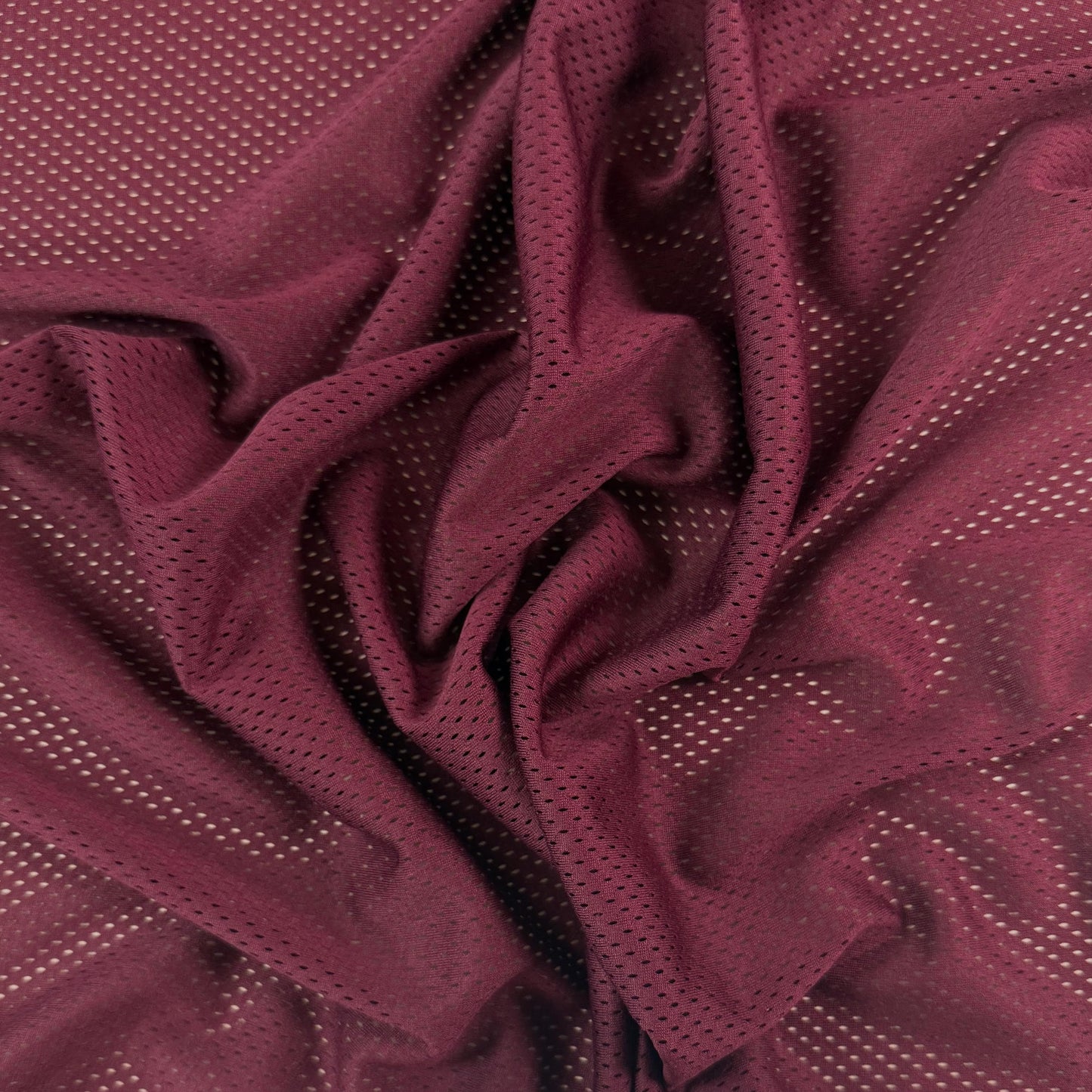 Polyester Tricot Sports Mesh - Burgundy - Local Deadstock